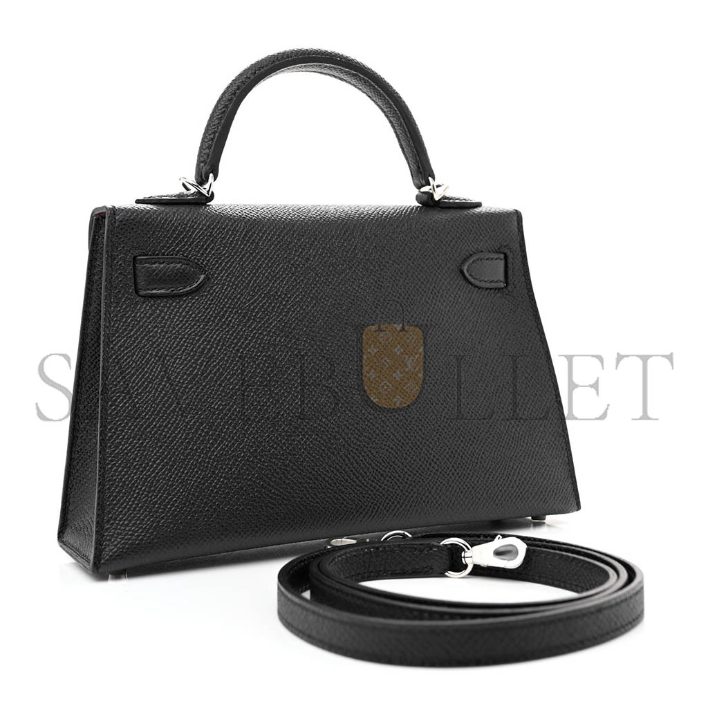 HERMÈS MASTER EPSOM MINI KELLY SELLIER 20 BLACK SILVER BUCKLE (19*12*5.5cm) 